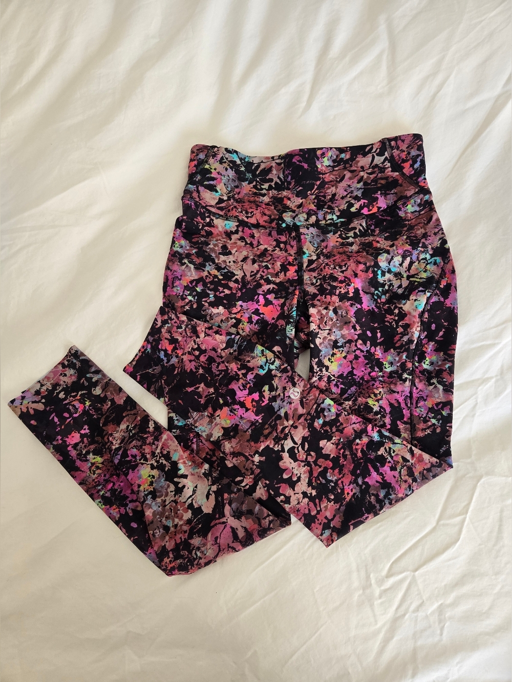Lululemon Base Pace Black Floral Print Active Leggings